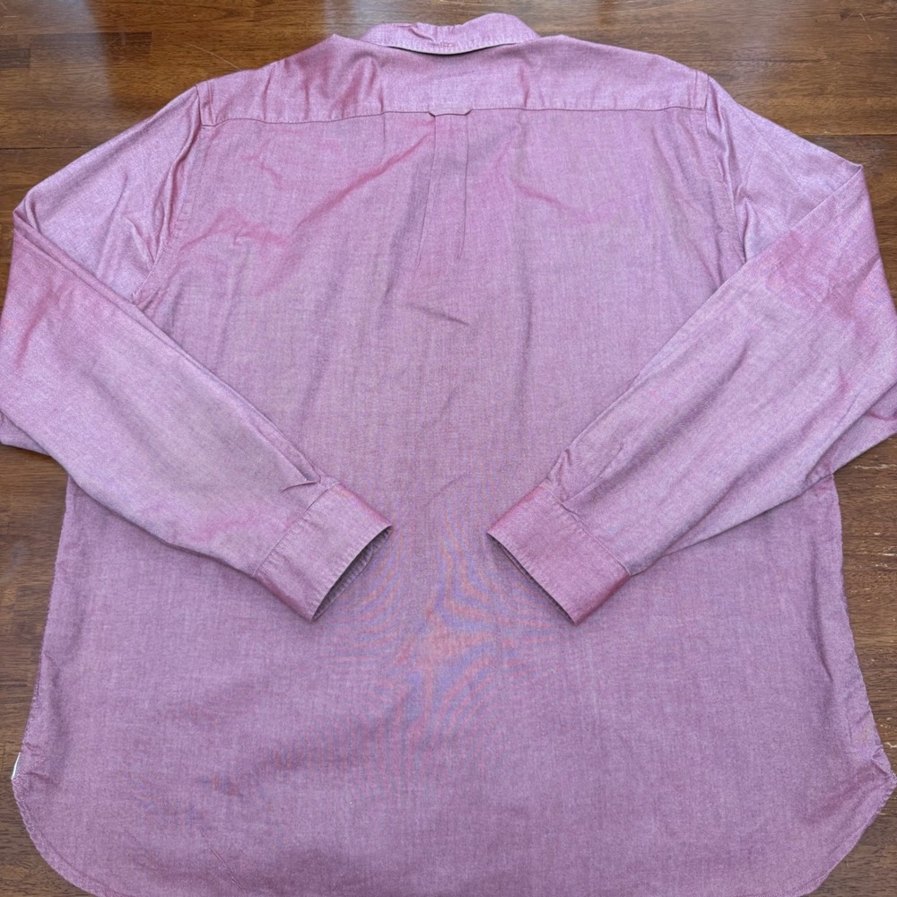 Lacoste Oxford Button Down Shirt Mens 45 XXL Red Pink Classic Fit Long Sleeve - Picture 6 of 8